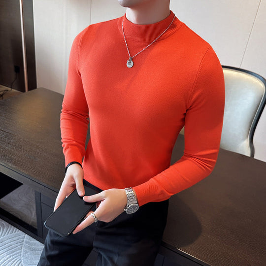 Herren modischer Pullover mit hohem Kragen und eleganter Passform