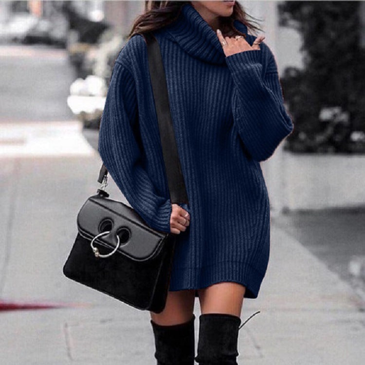 Damen Oversize-Longpullover mit Rollkragen, geripptem Feinstrick und figurumspielender Tunika-Länge Shop Nory