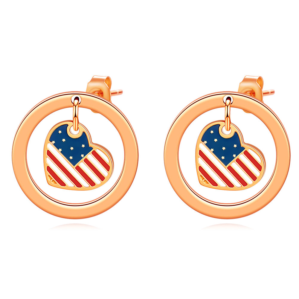 Damen Ohrringe mit Herz-Design und patriotischem Motiv Shop Nory