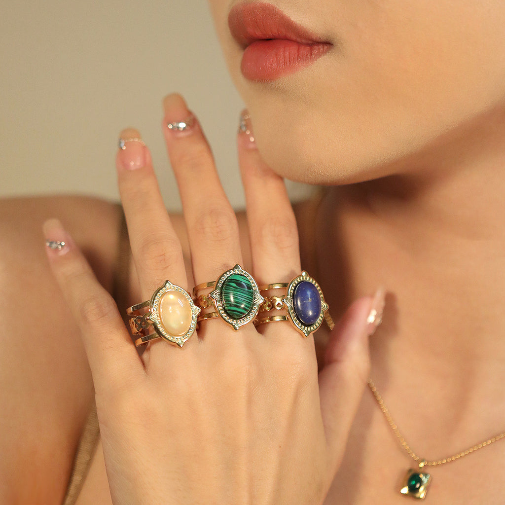Damen offener Ring mit verstellbarem Design und elegantem Kunststoffstein Shop Nory