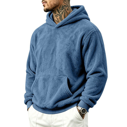 Herren Kuscheliger Fleece-Hoodie mit Kängurutasche und geripptem Saum Shop Nory