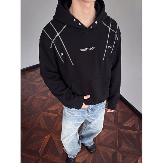 Herren Streetwear-Kapuzenpullover mit Nietenösen und Kontrastkordeln Shop Nory