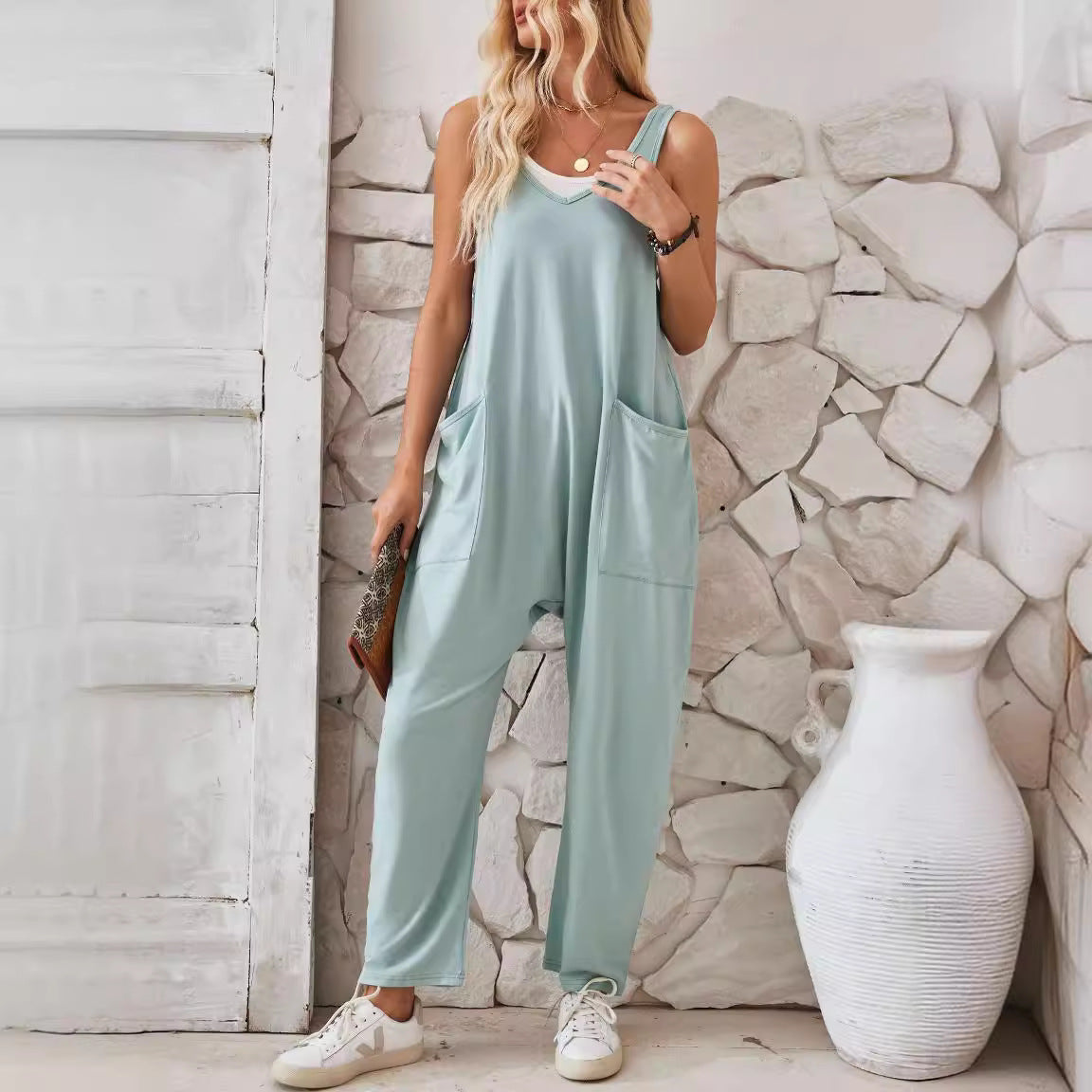Damen Jumpsuit mit großzügigen Taschen und weichem Stretchmaterial