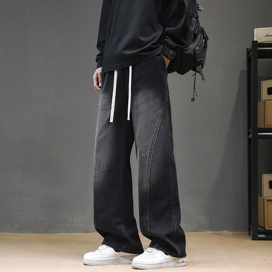 Herren Weitgeschnittene Jeanshose mit elastischem Bund und modernem Design