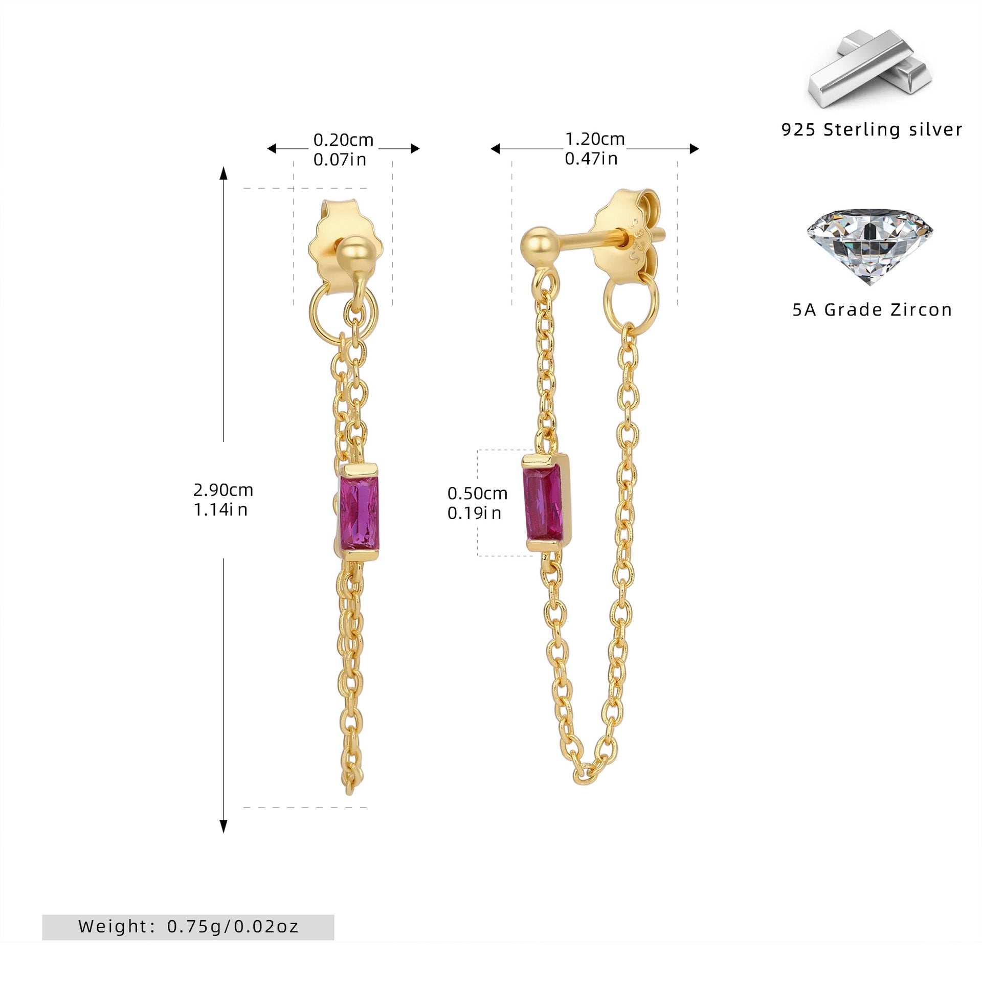 Damen Ohrringe mit luxuriösen Zirkonanhängern aus 925 Sterling Silber Shop Nory