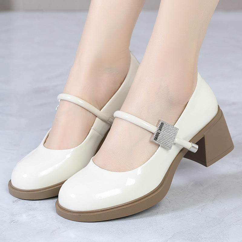 Damen Mary Jane Pumps mit rutschfester Sohle und modischem Schmuckdetail Shopnory