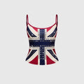 Damen Tanktop mit stilvollem Union Jack Design und Nieten Shopnory