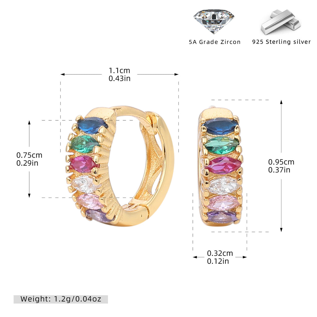 Damen Creolen mit bunten Zirkonia und hochwertiger 925 Sterlingsilberfassung Shop Nory