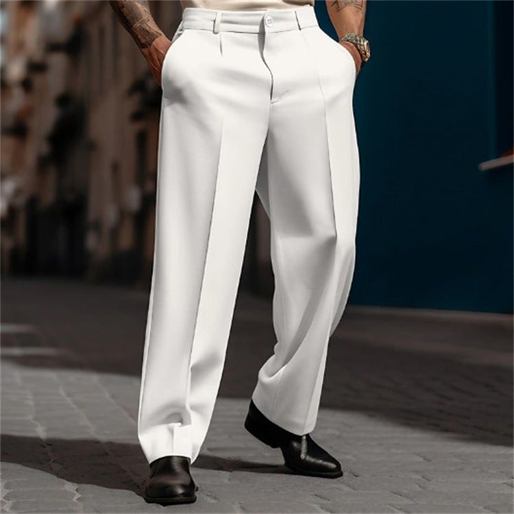 Herren klassische Anzughose mit hohem Bund und weiten Beinen ShopNory