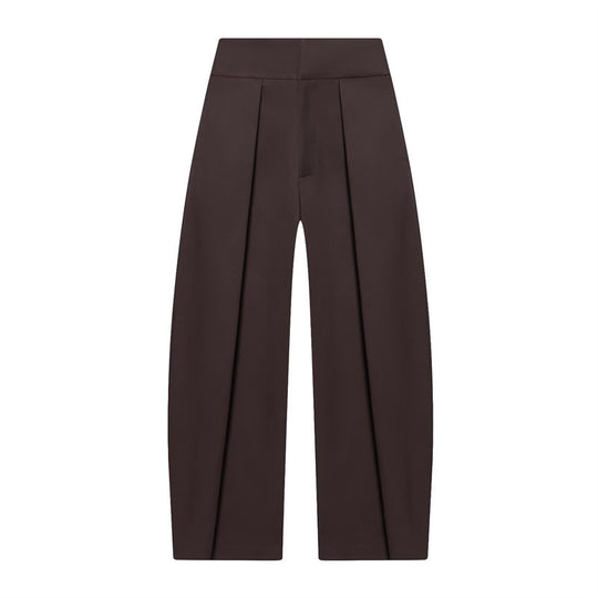 Damen Weite Plissée-Jerseyhose mit hoher Taille und Bügelfalte Shop Nory