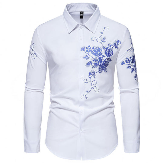 Herren Slim-Fit Langarmhemd mit floralem Print und tailliertem Schnitt Shop Nory