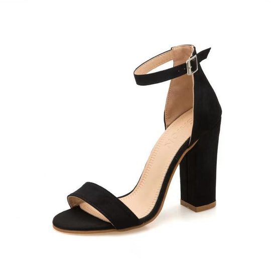 Damen elegante High Heel Sandalen mit breitem Riemen und Blockabsatz