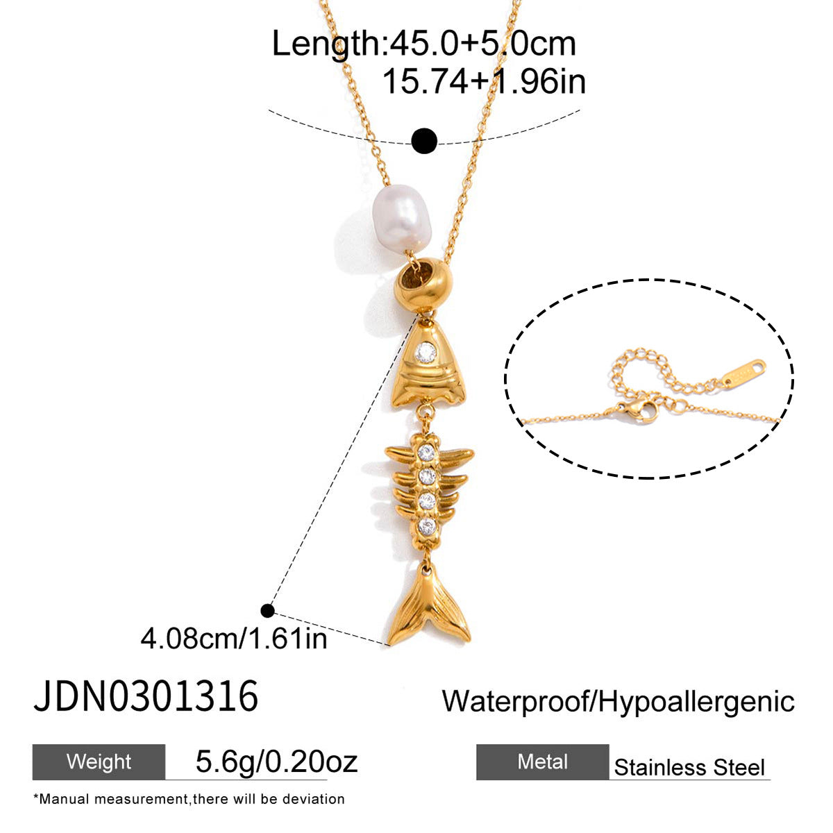 Damen Halskette mit Fisch-Design und hochwertigem Edelstahl Shop Nory