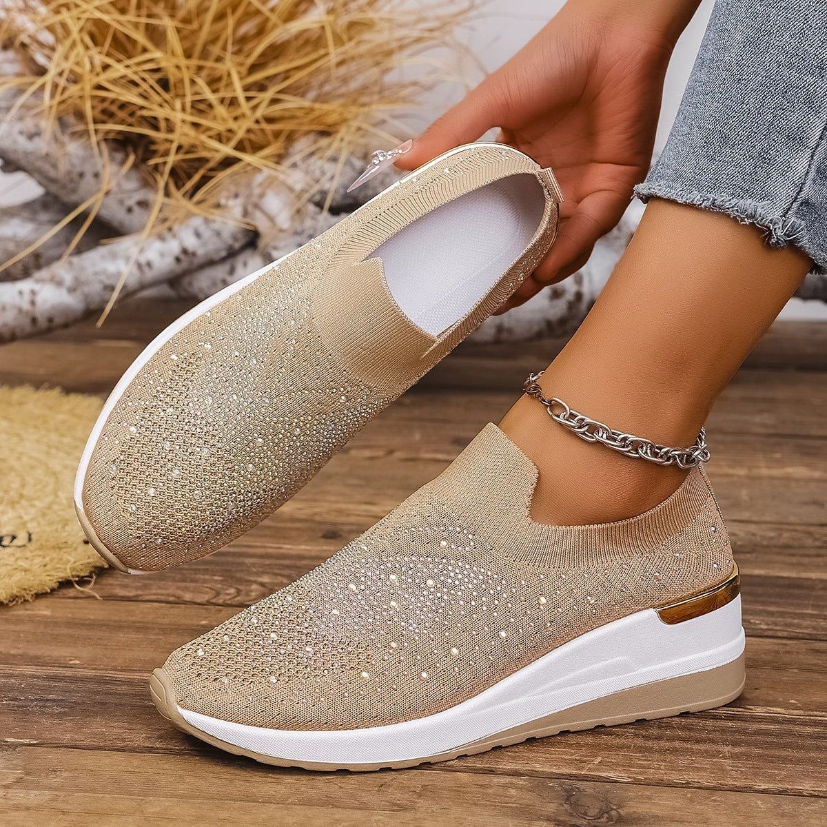 Damen Glitzernde Slip-On Sneaker