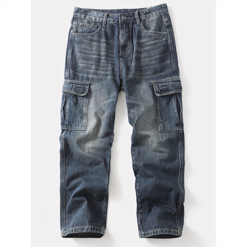 Herren Cargo-Jeans mit aufgesetzten Beintaschen und Used-Waschung Shop Nory