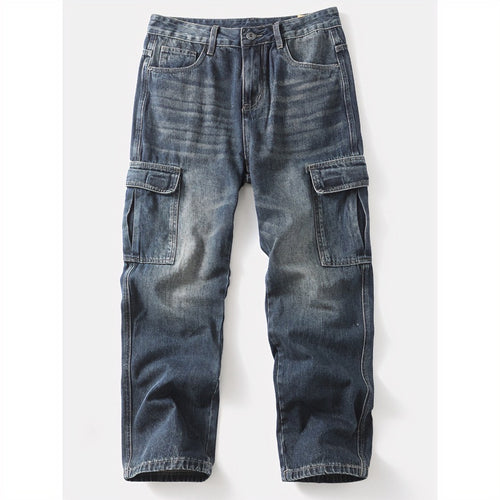 Herren Cargo-Jeans mit aufgesetzten Beintaschen und Used-Waschung Shop Nory