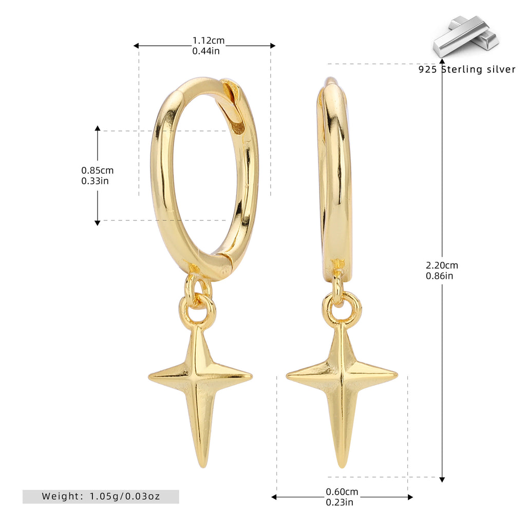 Damen Ohrhänger mit funkelndem Sternenmotiv aus hochwertigem 925 Sterlingsilber Shop Nory