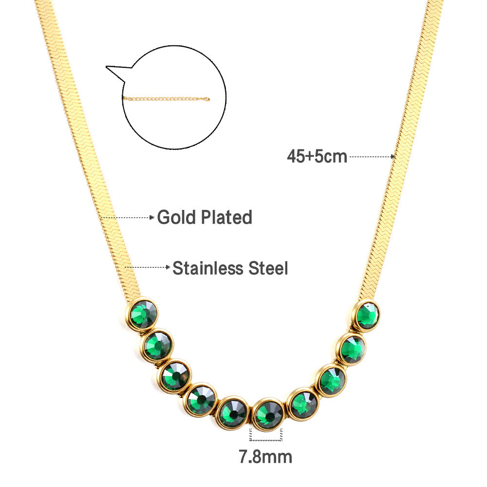 Damen Armband mit funkelnden grünen Kristallen und elegantem Gliederdesign Shop Nory