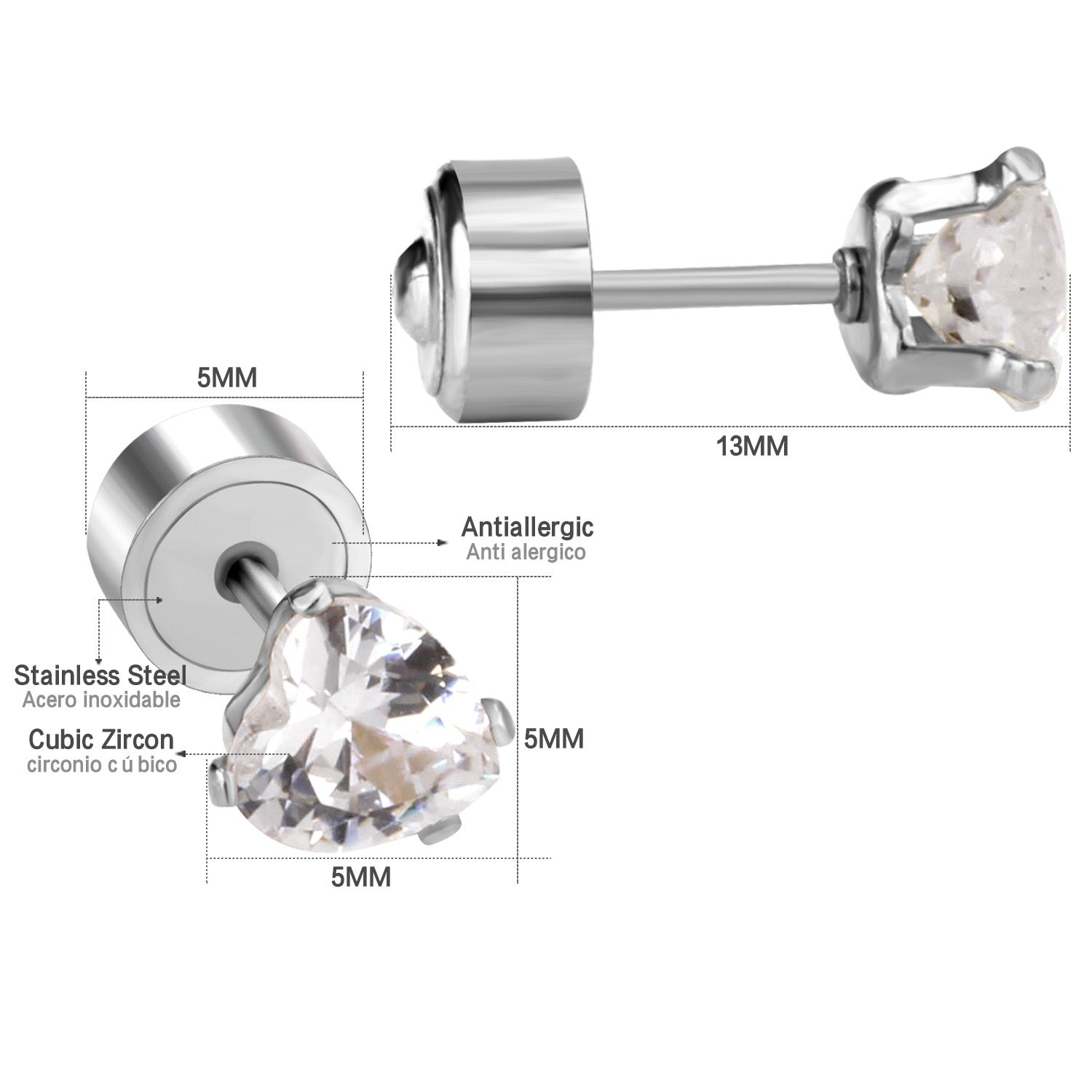Damen Ohrstecker aus hochwertigem Edelstahl mit funkelndem Zirkonia Shop Nory