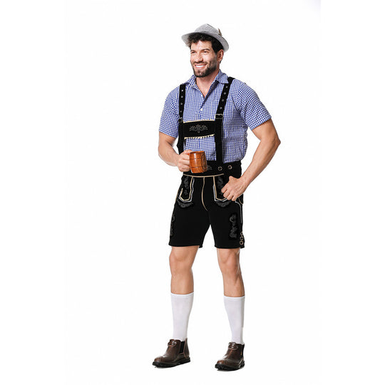 Herren nan bayerisches Trachten-Set Kniebundhose mit besticktem Vorderspiegel und verstellbaren Hosenträgern Shop Nory