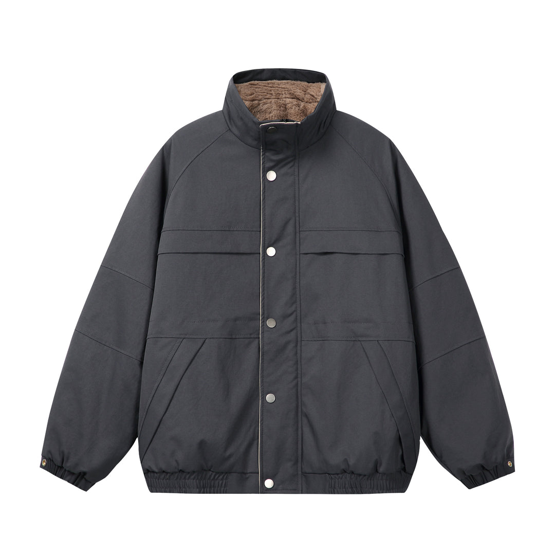 Unisex Kurz geschnittene Boxy-Pufferjacke mit hochschließendem Kragen und Teddy-Innenfutter Shop Nory