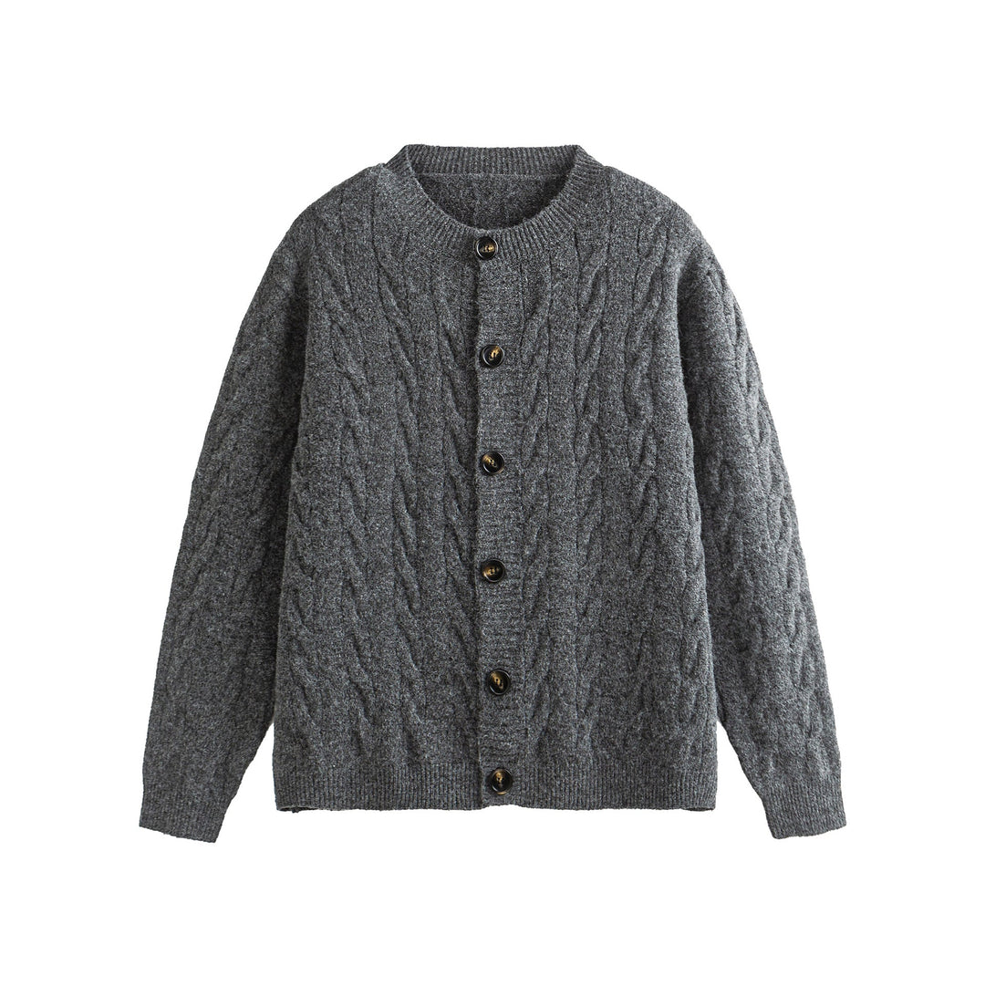 Damen Grobgestrickte Cardiganjacke mit Zopfstrick und Knopfleiste Shop Nory