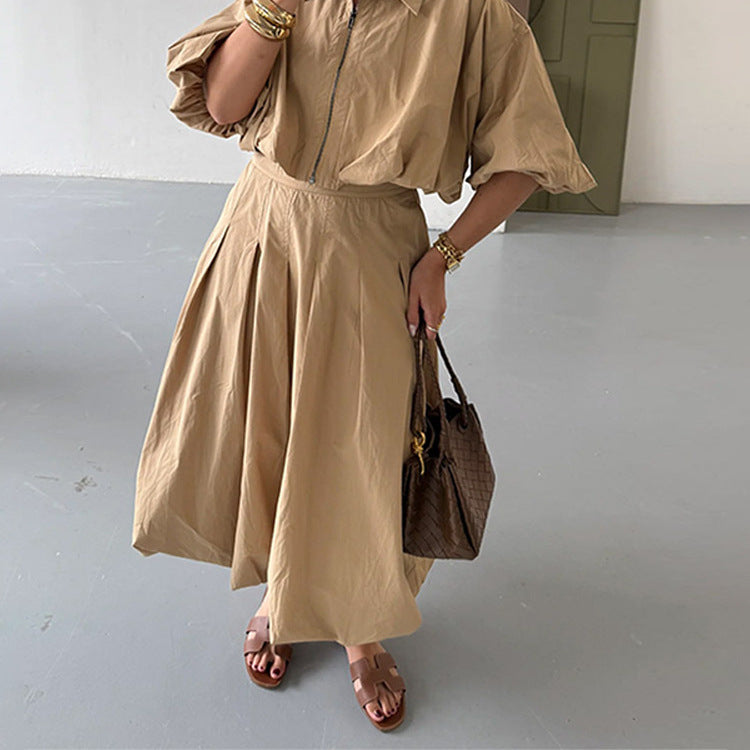 Damen Taillierter A-Linien-Midirock mit Kellerfalten & hoher Taille Shop Nory