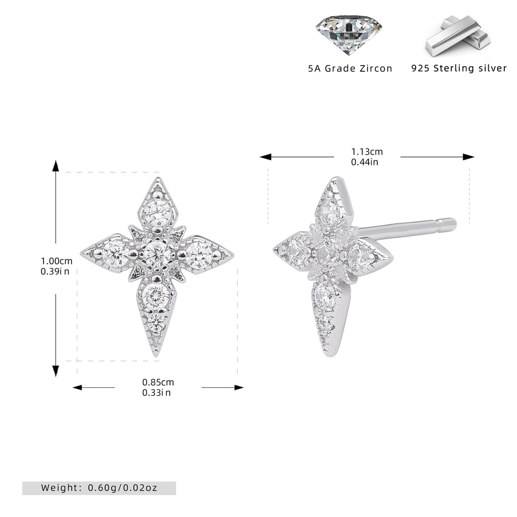Damen Ohrstecker im stilvollen Kreuzdesign mit luxuriösem Zirkonbesatz Shop Nory