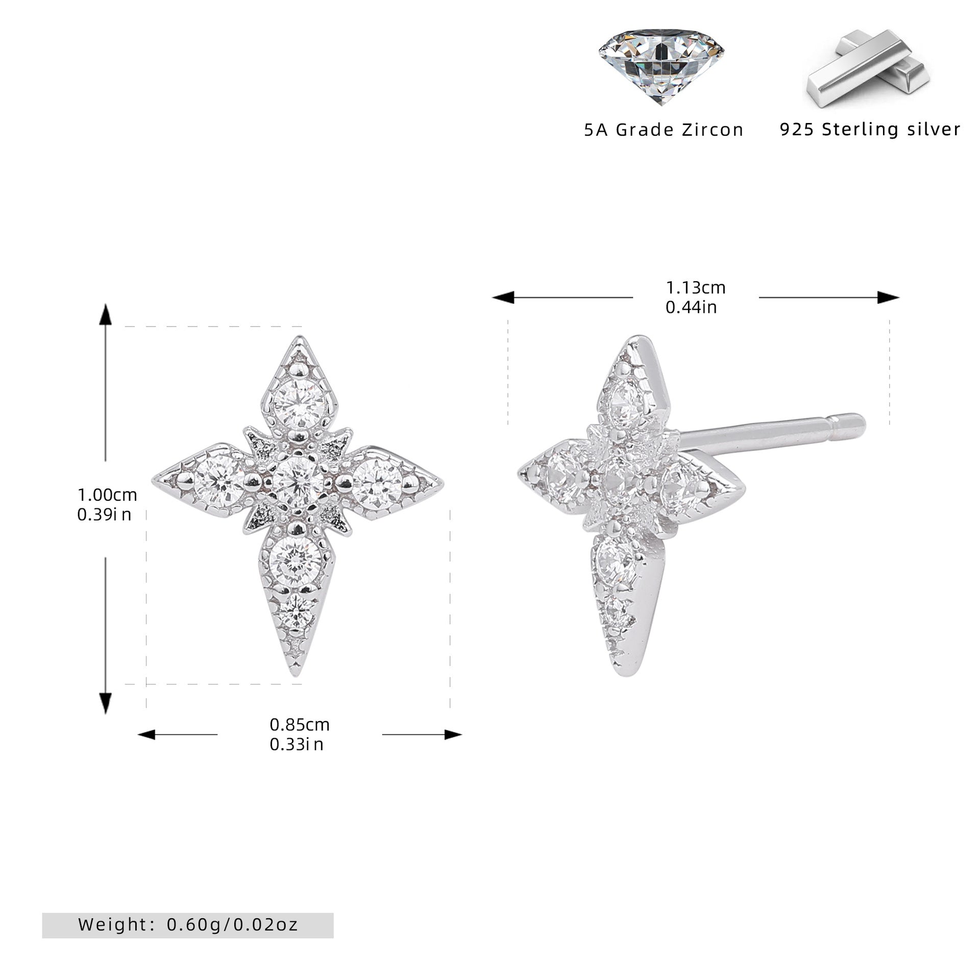 Damen Ohrstecker im stilvollen Kreuzdesign mit luxuriösem Zirkonbesatz Shop Nory