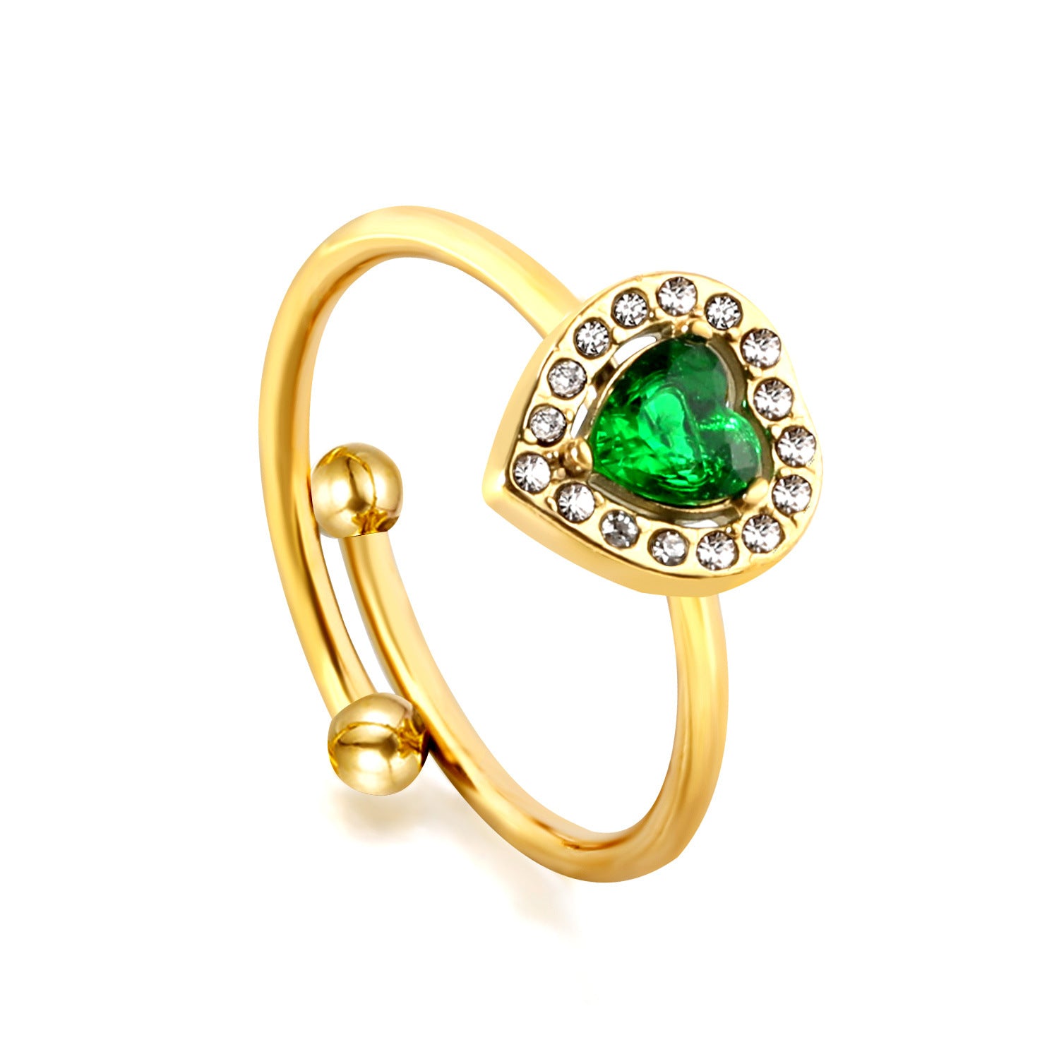 Damen Ring mit grünem Kristall und funkelndem Zirkonia-Rahmen Shop Nory
