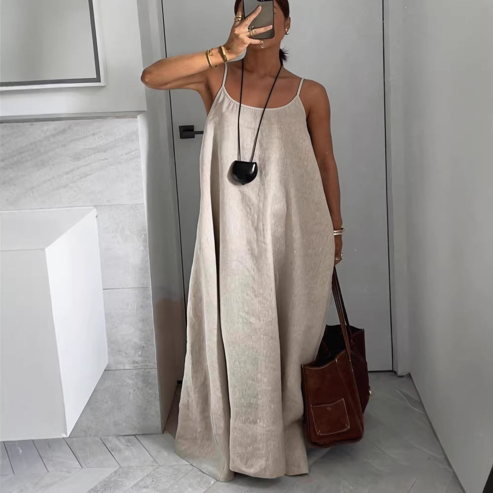 Damen luftiges Leinen-Maxikleid Shopnory