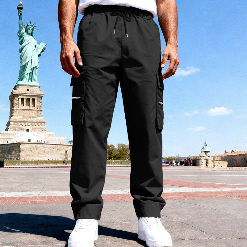Herren Cargo-Freizeithose mit elastischem Bund, Tunnelzug & Zip-Taschen Shop Nory