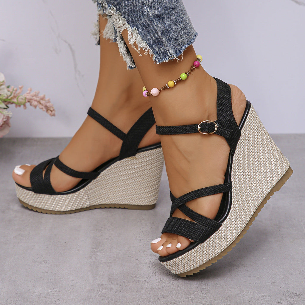 Damen Wedge-Sandalen mit verstellbarem Riemen und rutschfester Sohle