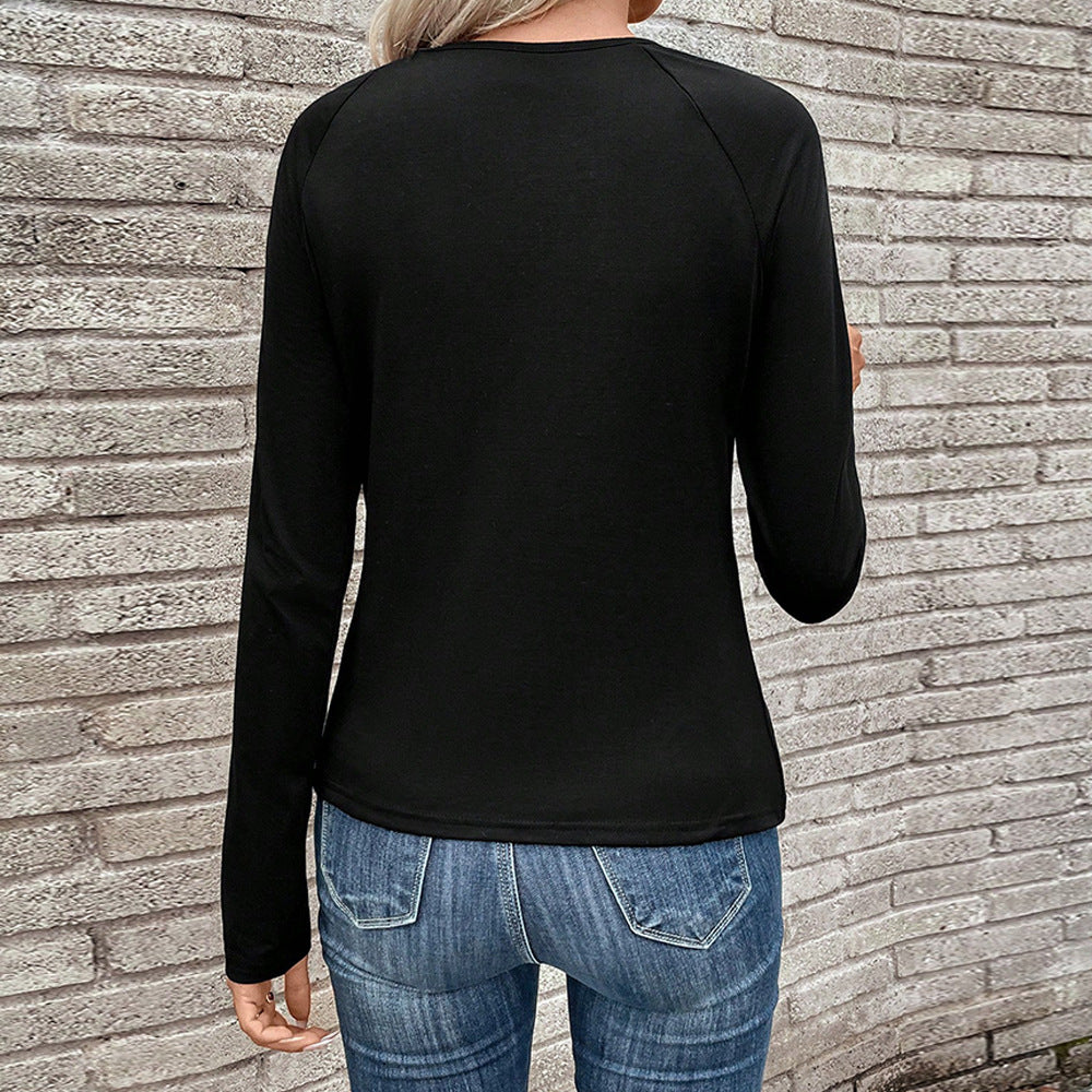 Damen gerafftes Langarmshirt mit Knotendetail und asymmetrischem Saum Shop Nory