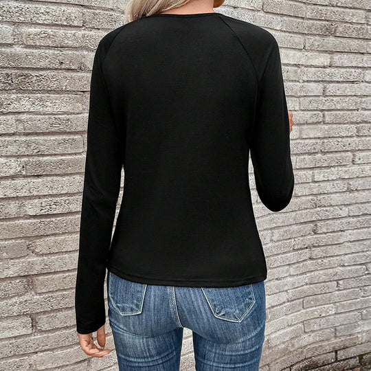 Damen gerafftes Langarmshirt mit Knotendetail und asymmetrischem Saum Shop Nory