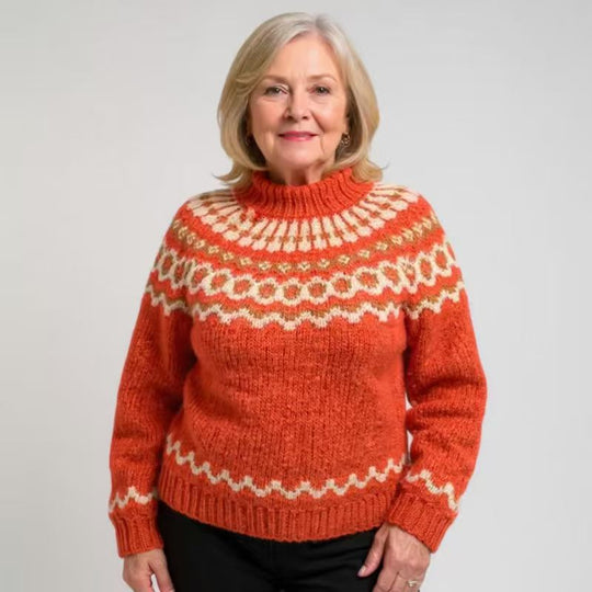 Damen nan kuscheliger Norweger-Strickpullover mit Stehkragen und Oversize-Passform Shop Nory