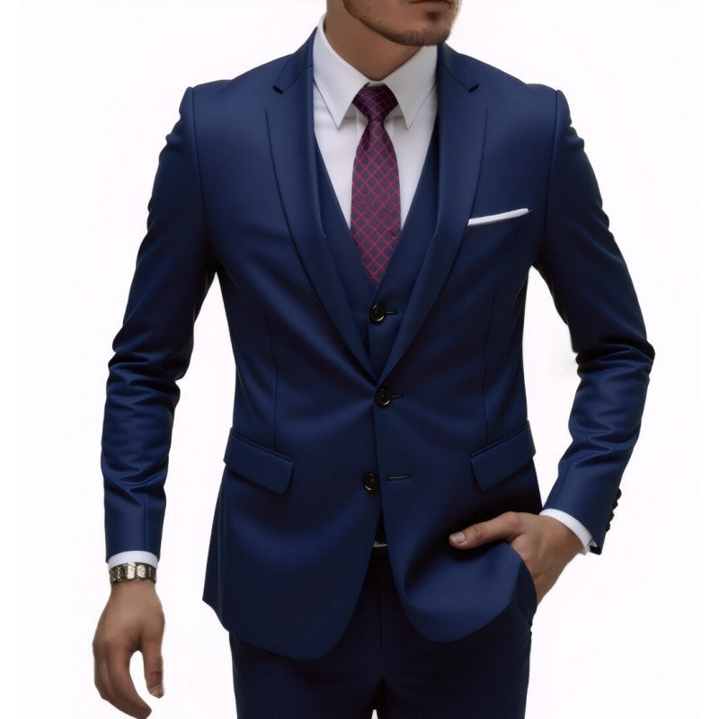 Herren Eleganter taillierter dreiteiliger Anzug mit Weste und leichtem Stretch Shop Nory