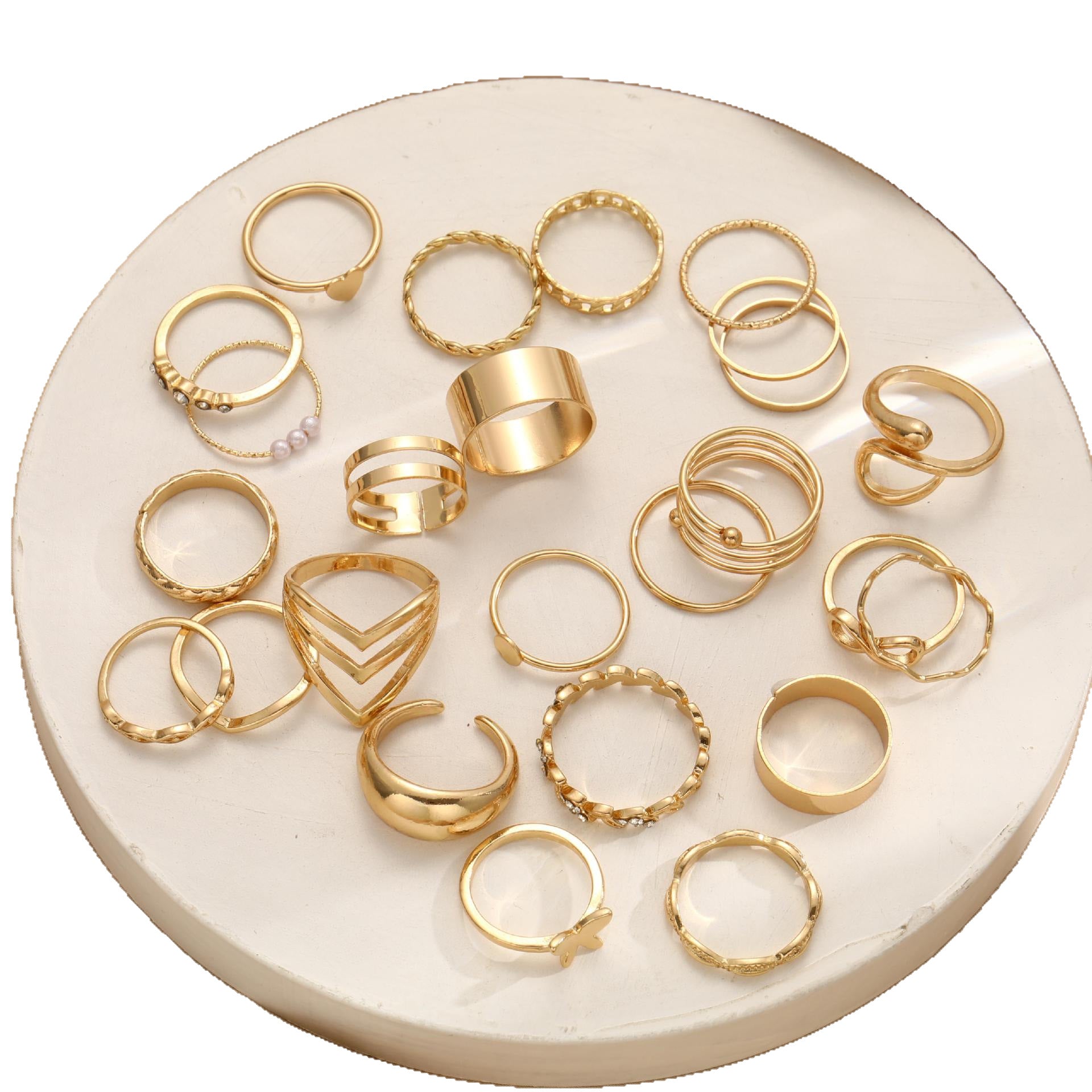 Damen vielseitiges Ring-Set mit kreativen Designs und funkelnden Akzenten Shop Nory