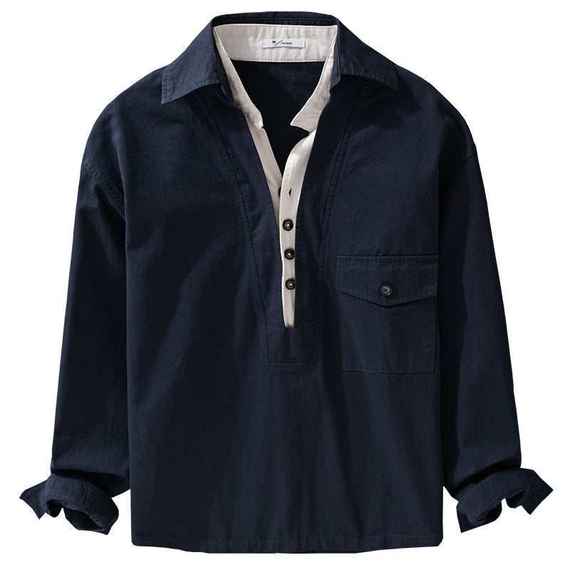 Herren Overshirt-Hemd mit halber Knopfleiste und aufgesetzter Brusttasche Shop Nory