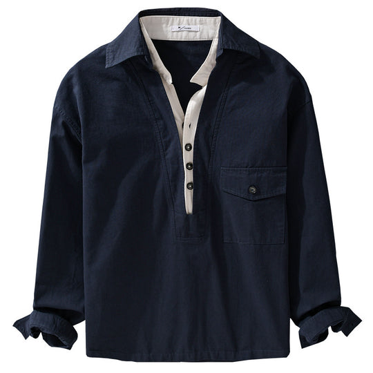 Herren Overshirt-Hemd mit halber Knopfleiste und aufgesetzter Brusttasche Shop Nory