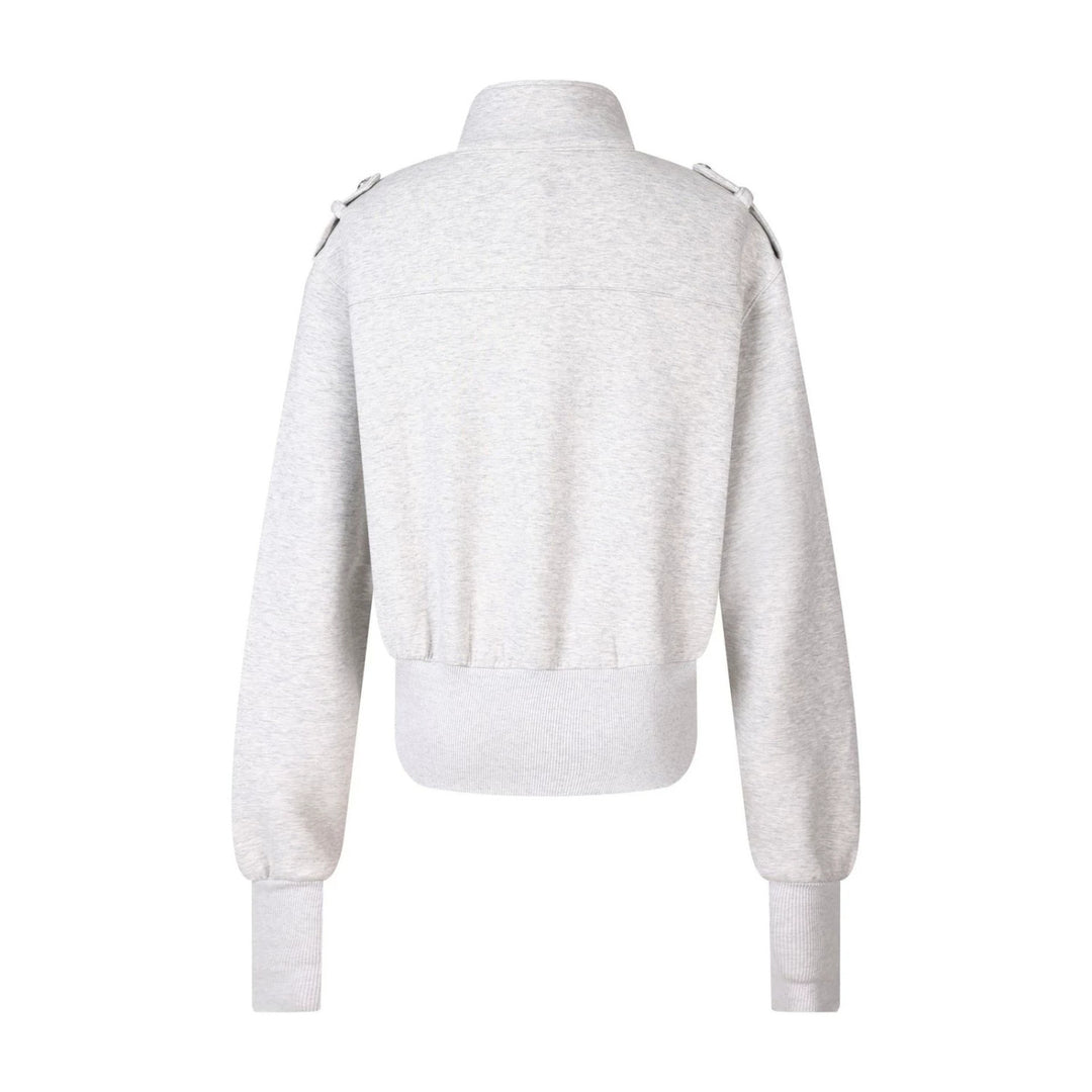 Damen Kurze Sweatjacke im Military‑Style mit Stehkragen und Zierpatten Shop Nory