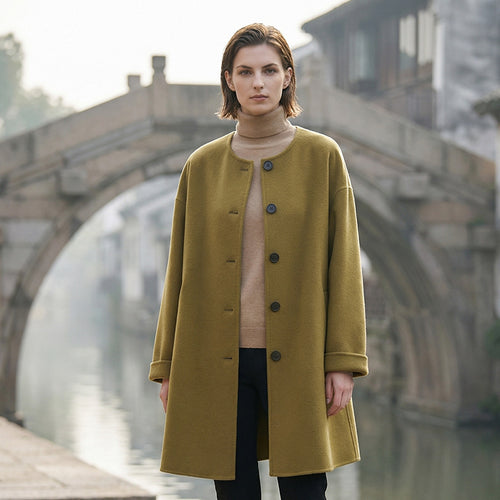 Damen Eleganter Wollmantel mit minimalistischen Details Shop Nory
