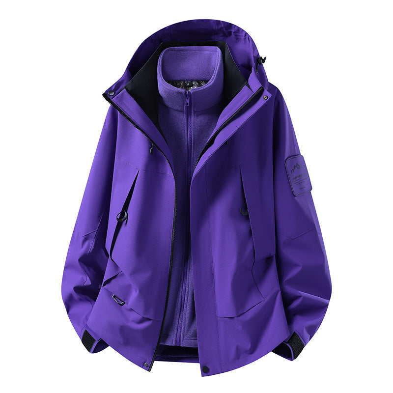 Unisex wasserfeste zweilagige Softshell-Regenjacke mit herausnehmbarem Fleecefutter und Kapuze Shop Nory