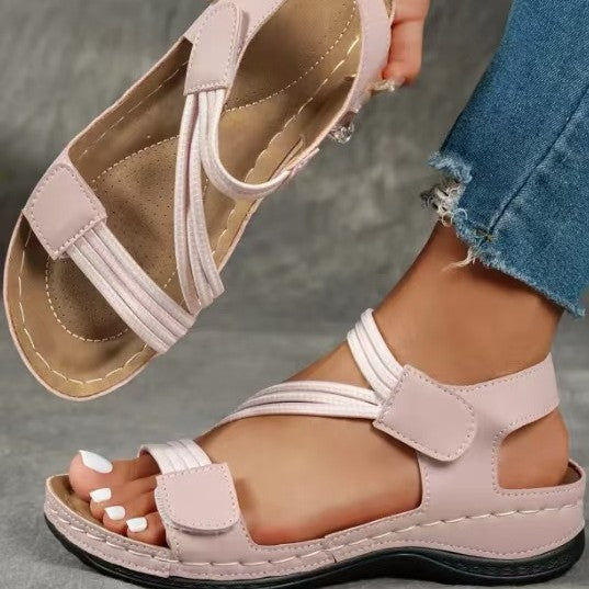 Damen Sandalen mit verstellbaren Riemen und ergonomischem Fußbett