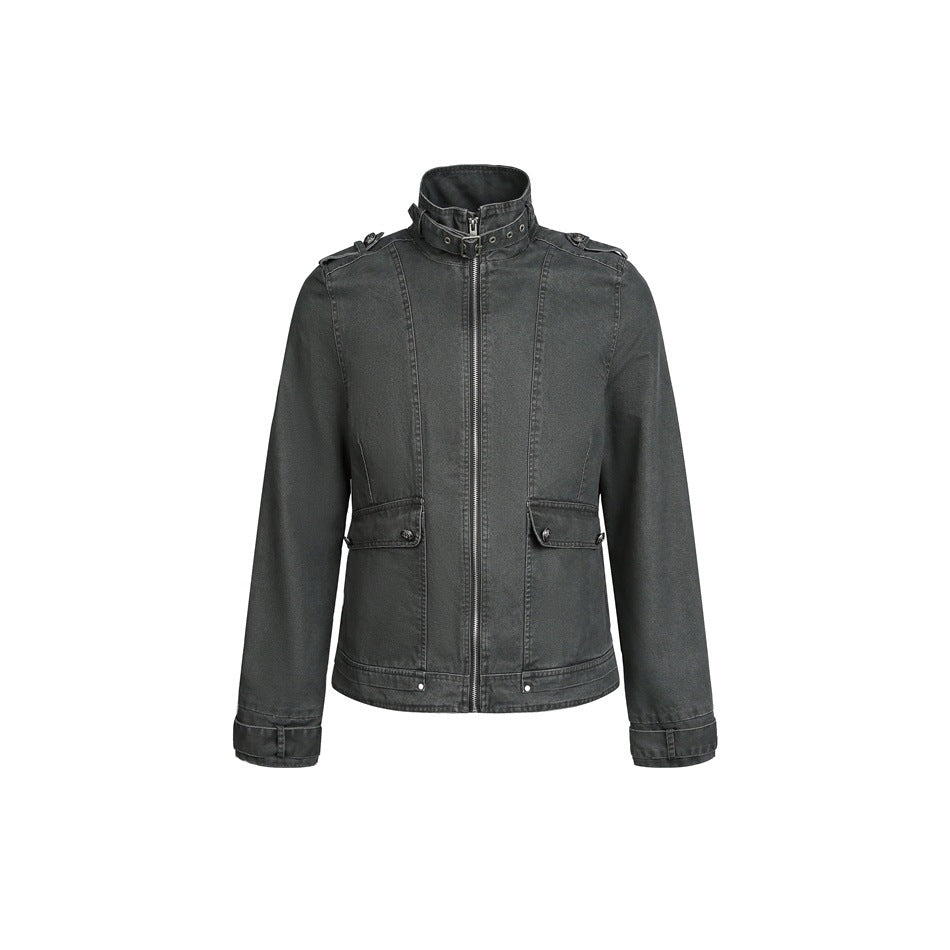 Herren Kurzjacke im Fieldstil mit hohem Schnallenkragen, Schulterklappen und Pattentaschen Shop Nory