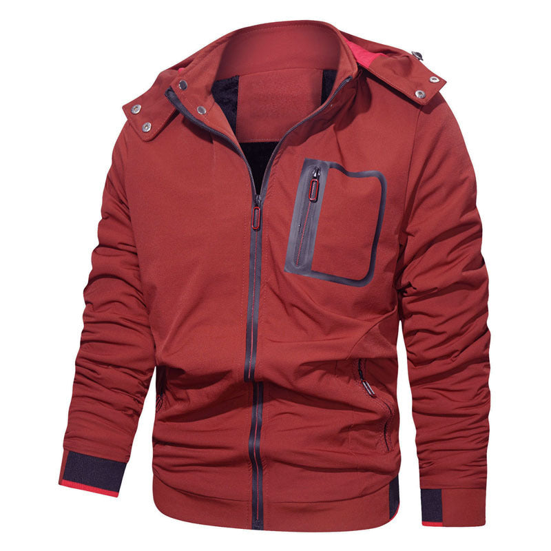 Herren Softshell-Hoodiejacke mit wasserdichten Reißverschlusstaschen und fleecegefüttertem Kragen Shop Nory