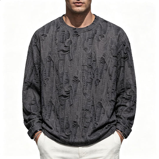 Herren Oversize-Sweatshirt mit ausgefranstem Look und strukturierter Rippoptik Shop Nory