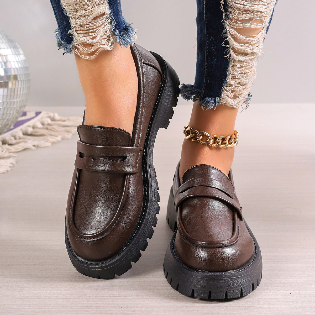 Damen Mokassins mit rutschfester Profilsohle und modischem Wildlederlook Shopnory
