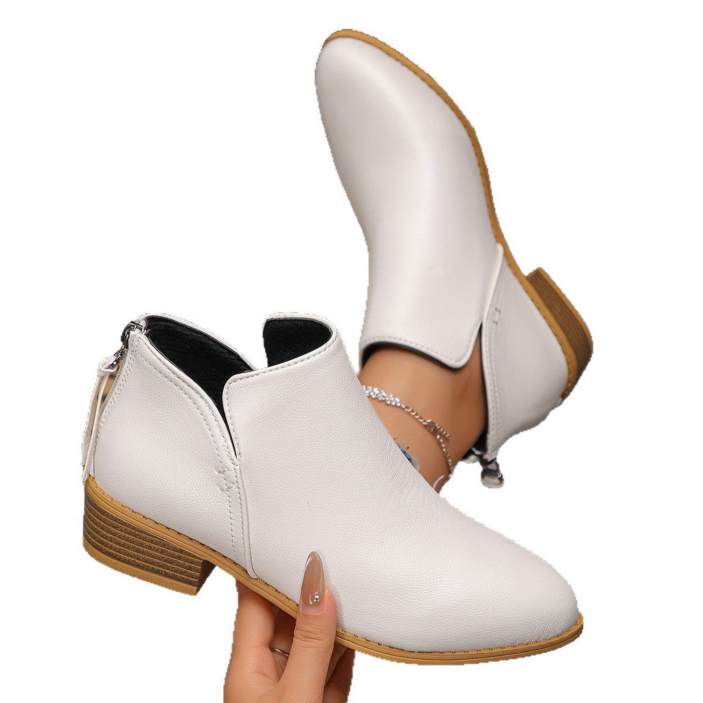 Damen modische Ankle Boots mit seitlichem Reißverschluss und geschmackvollem Design