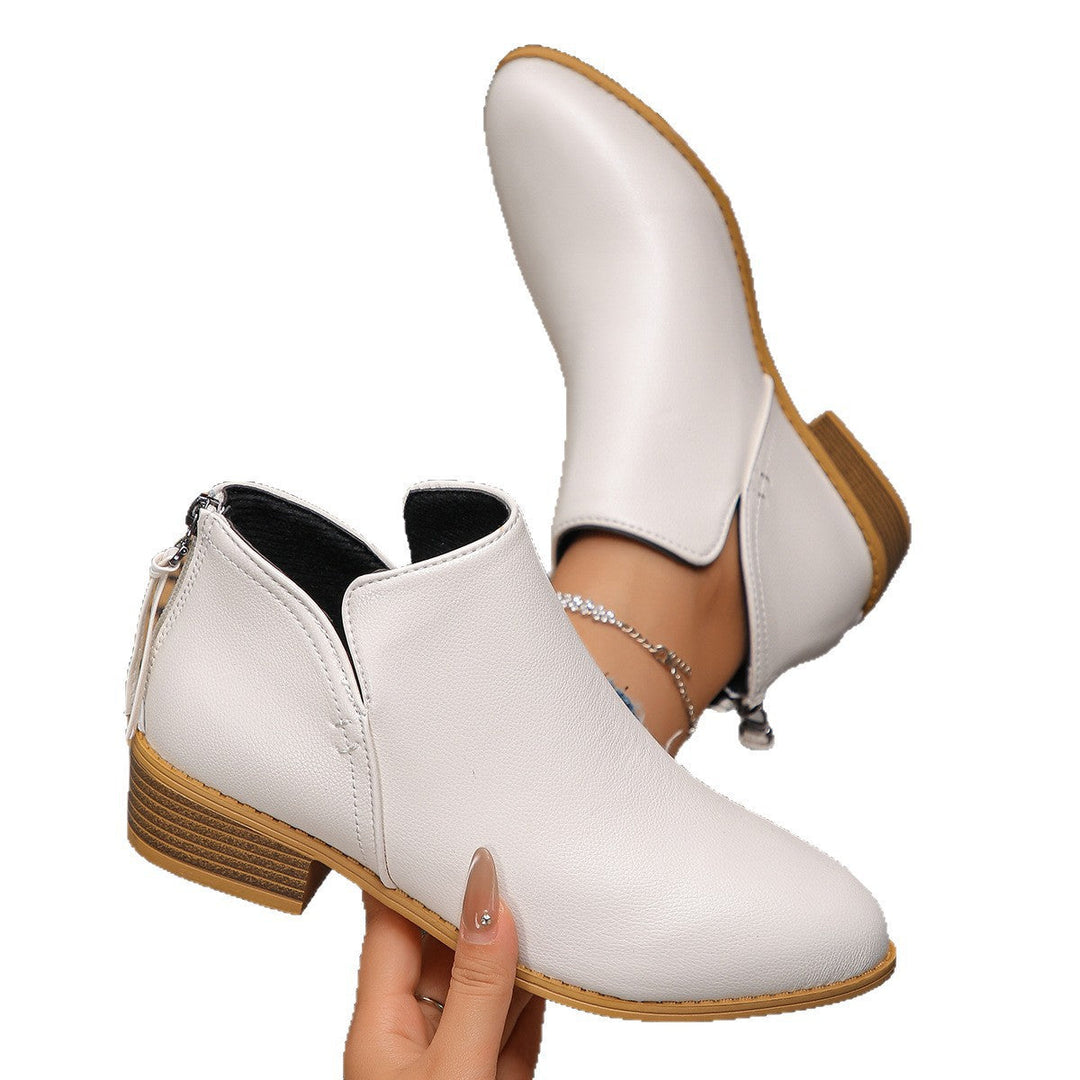 Damen modische Ankle Boots mit seitlichem Reißverschluss und geschmackvollem Design